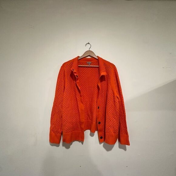 Talbots Petite Coolmaxa Snap Button Open Knit Orange Cardigan Size 3xL petite - Picture 2 of 6